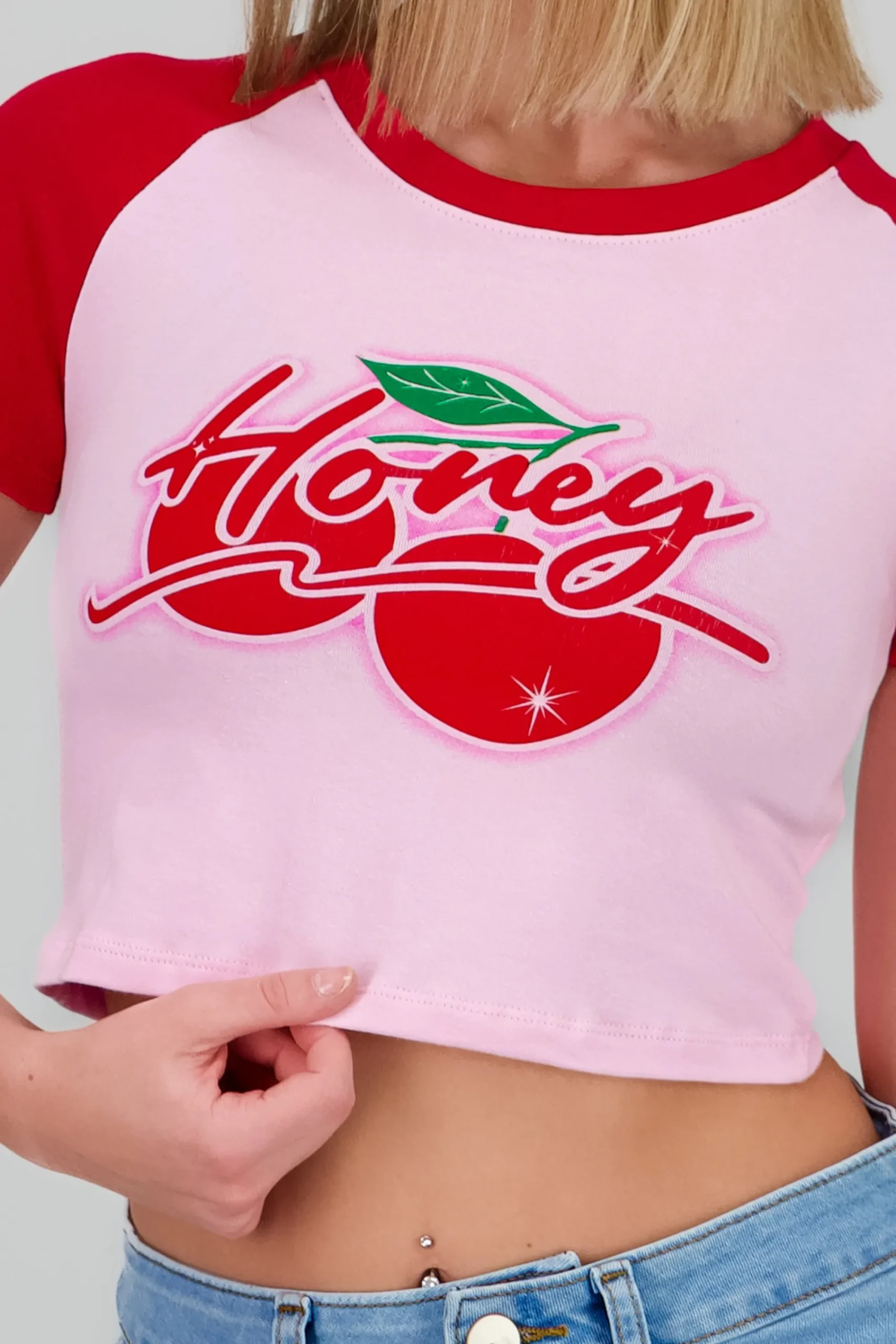 Shasa Contrast Cherry Print T Shirt