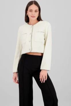 Shasa Contrast Color Detail Tweed Blazer