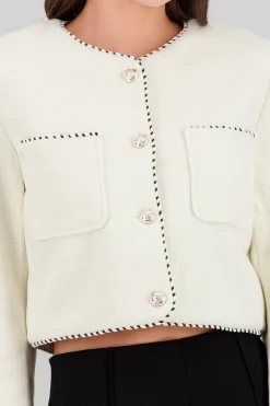 Shasa Contrast Color Detail Tweed Blazer