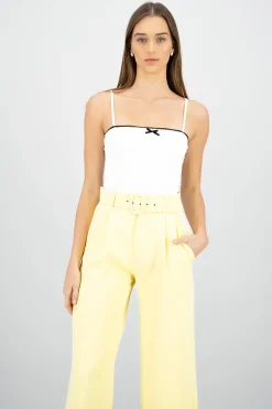Shasa Contrast Detail Bodysuit with Bow
