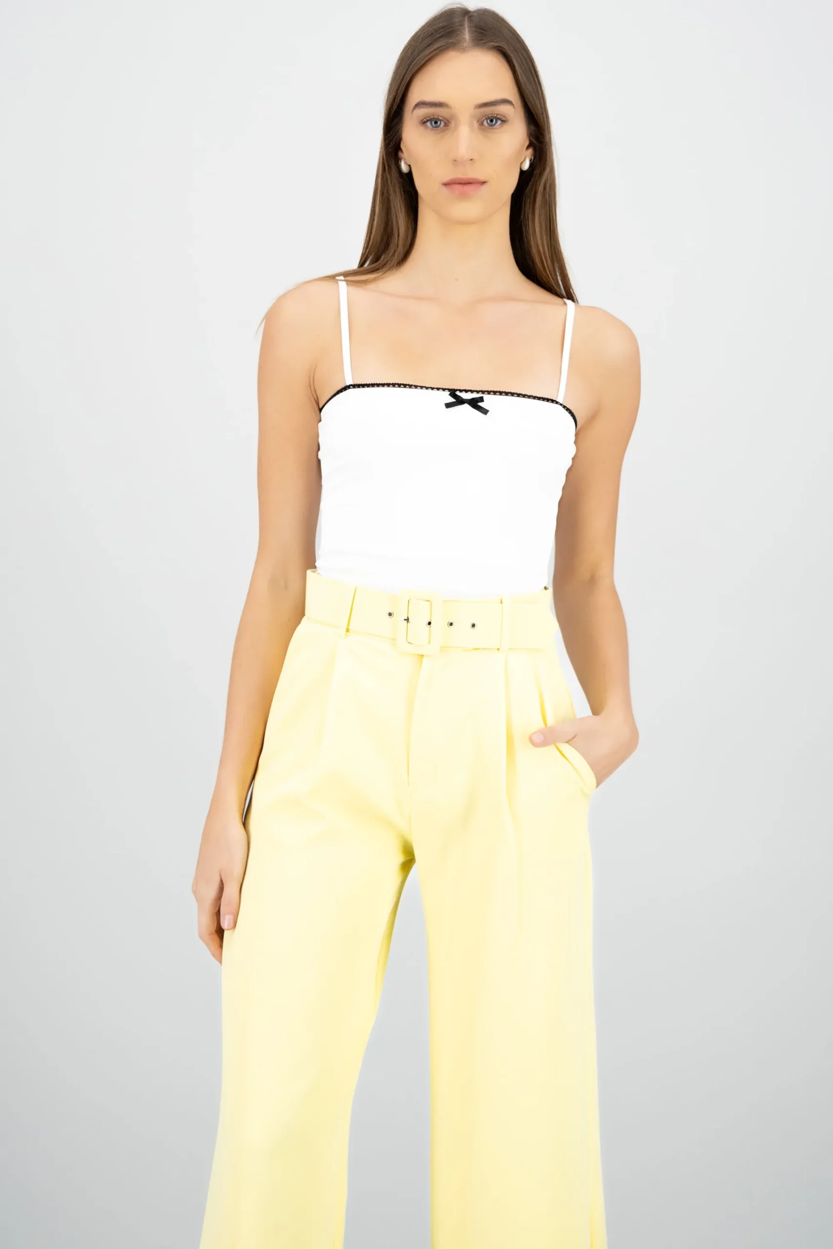 Shasa Contrast Detail Bodysuit with Bow