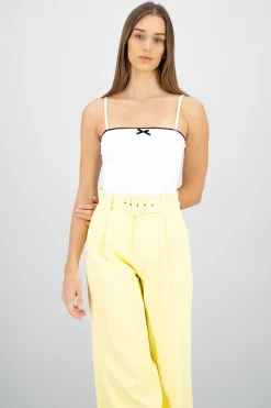 Shasa Contrast Detail Bodysuit with Bow