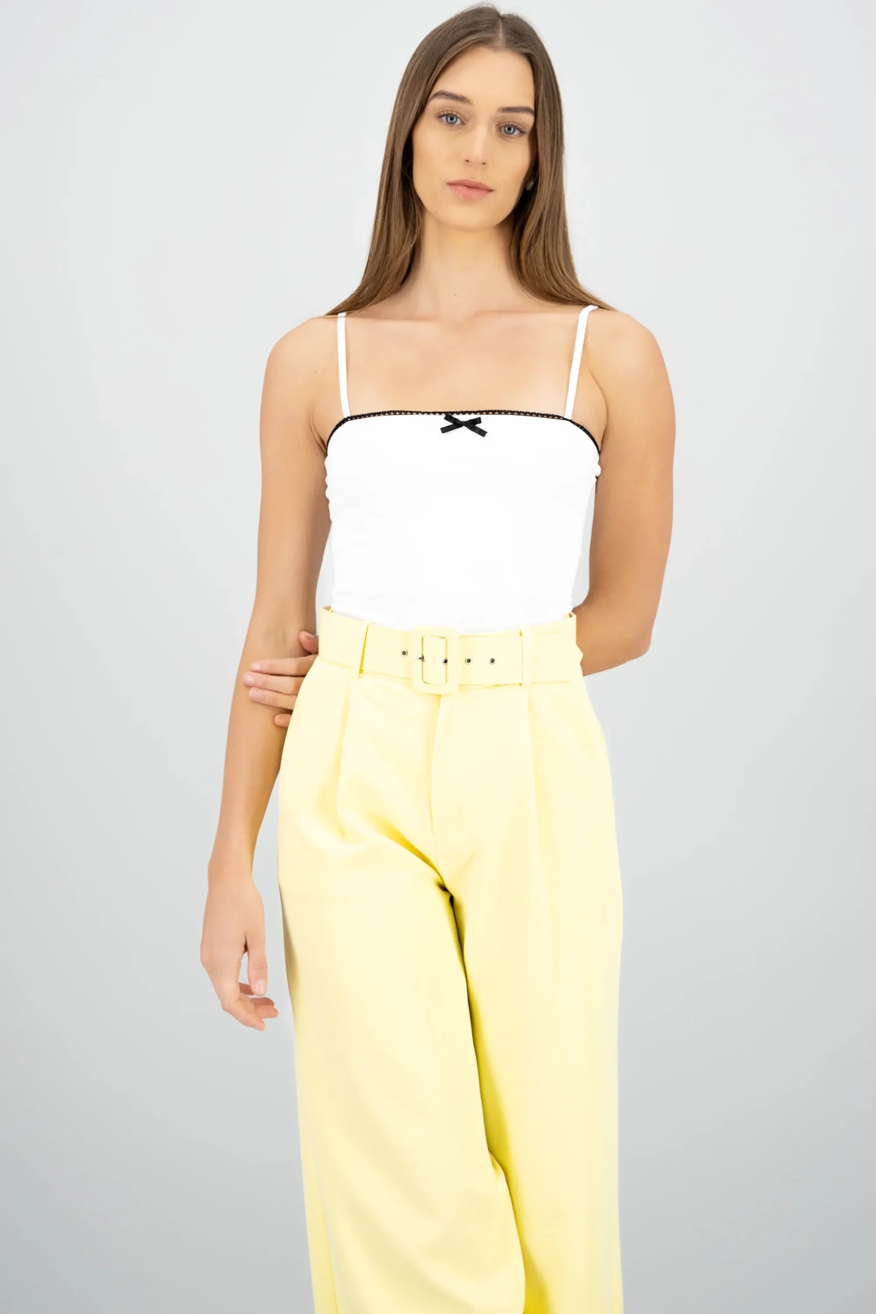 Shasa Contrast Detail Bodysuit with Bow