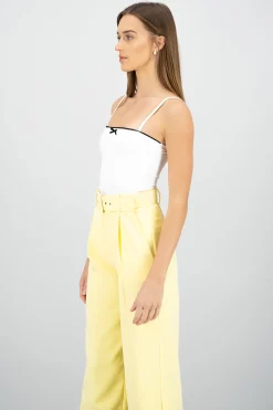 Shasa Contrast Detail Bodysuit with Bow
