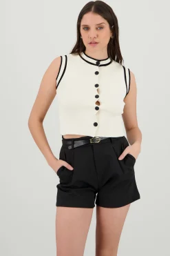 Shasa Contrast Detail Knit Vest