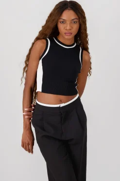 Shasa Contrast Detail Knit Vest