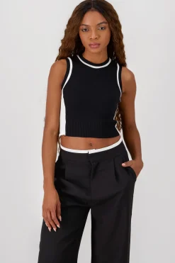 Shasa Contrast Detail Knit Vest