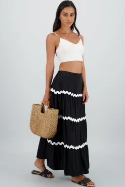 Shasa Contrast Detail Maxi Skirt