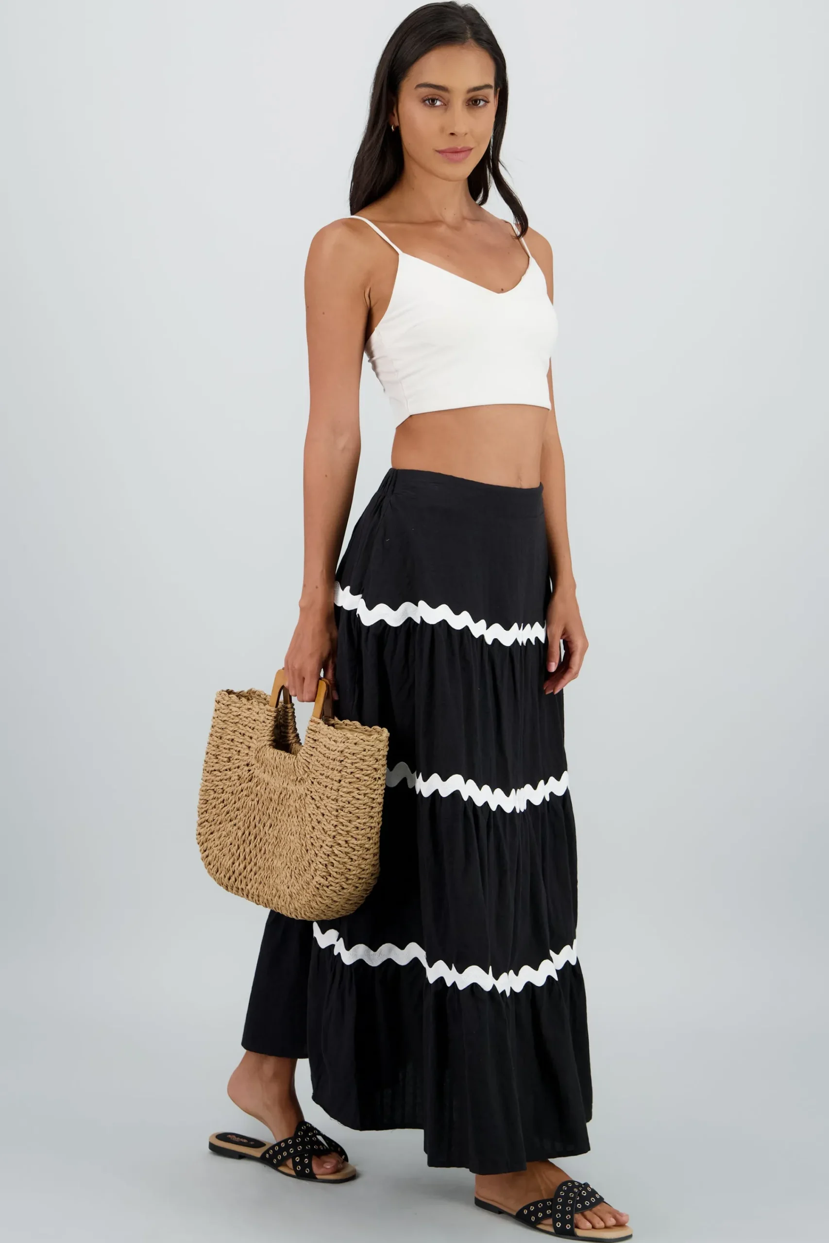 Shasa Contrast Detail Maxi Skirt