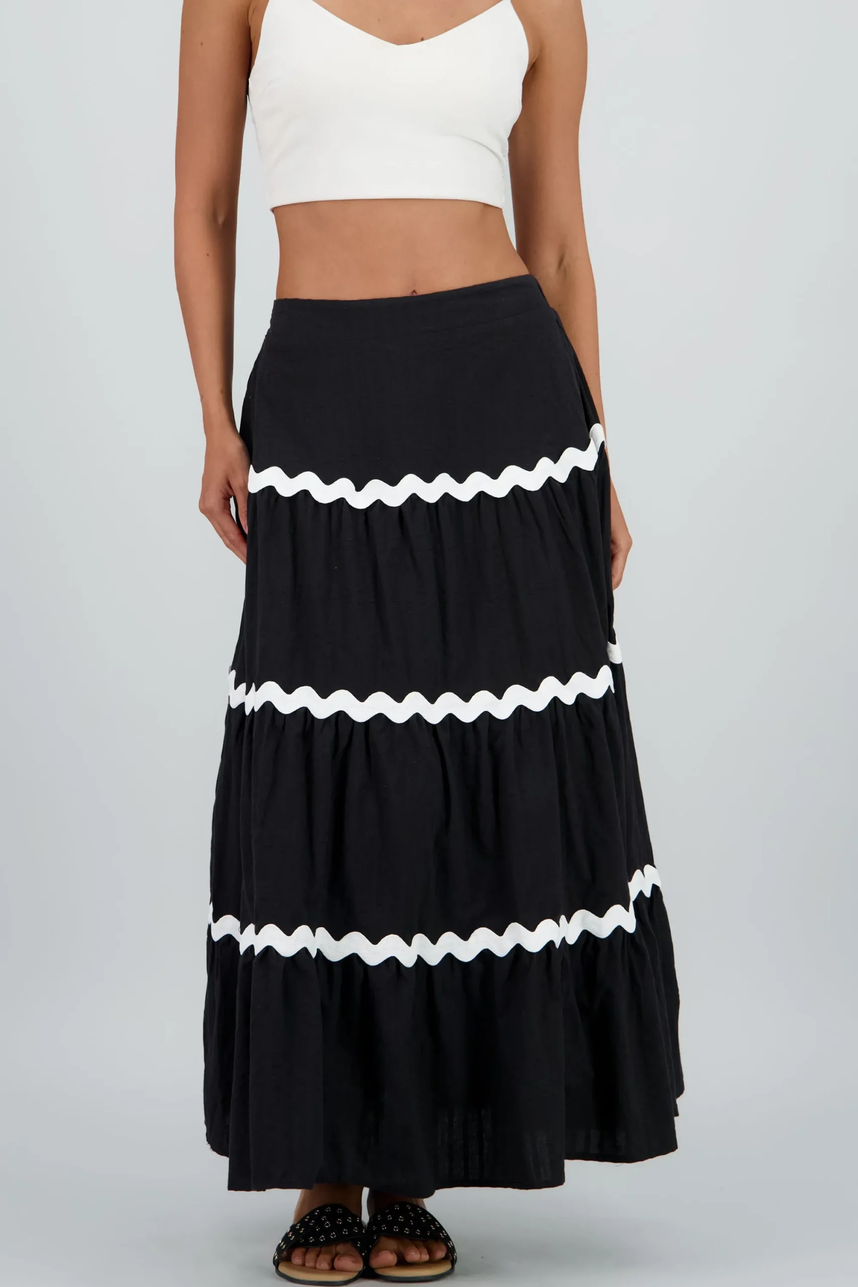 Shasa Contrast Detail Maxi Skirt