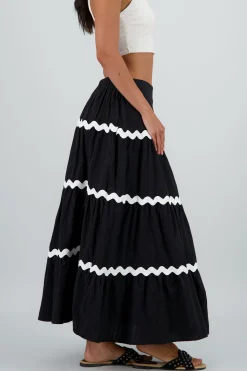 Shasa Contrast Detail Maxi Skirt