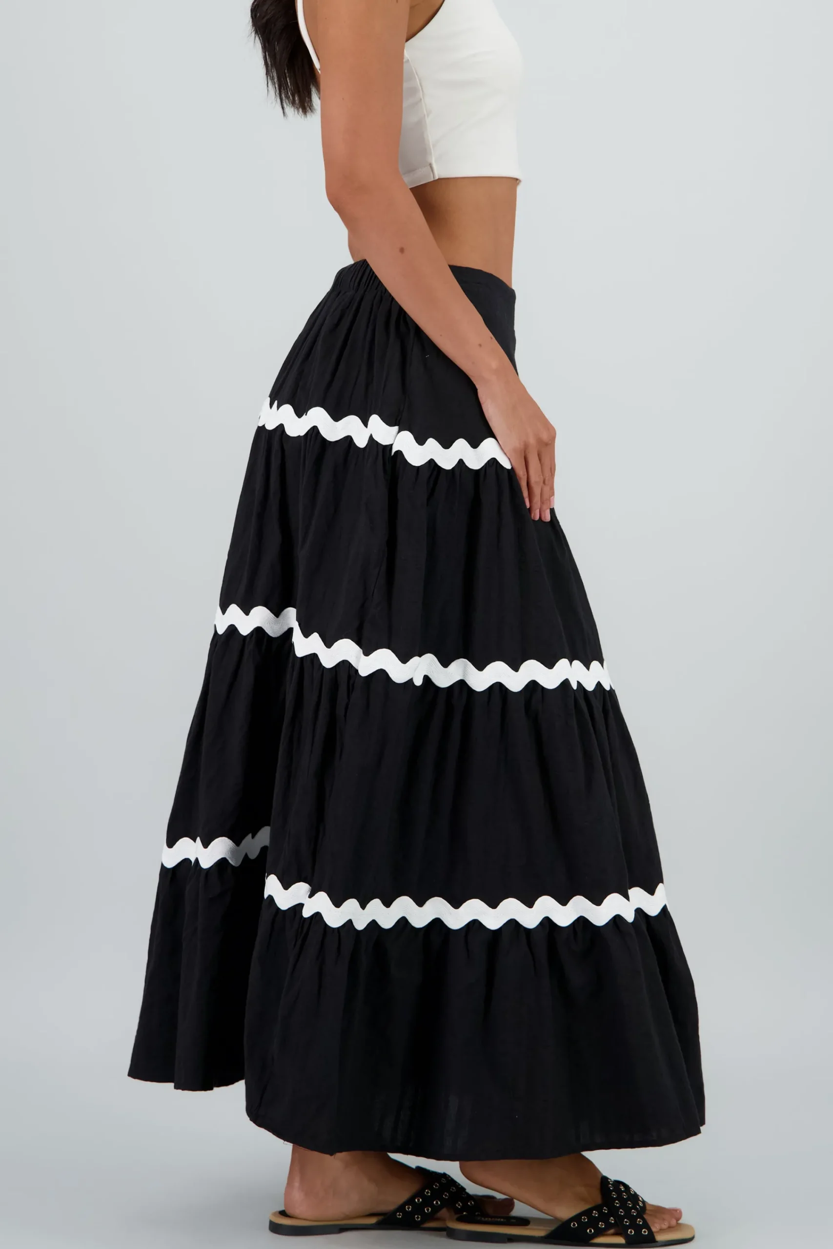 Shasa Contrast Detail Maxi Skirt