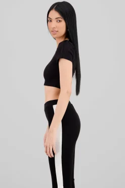 Shasa Contrast Detail Ribbed Top