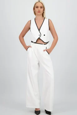 Shasa Contrast Detail Tailored Pants