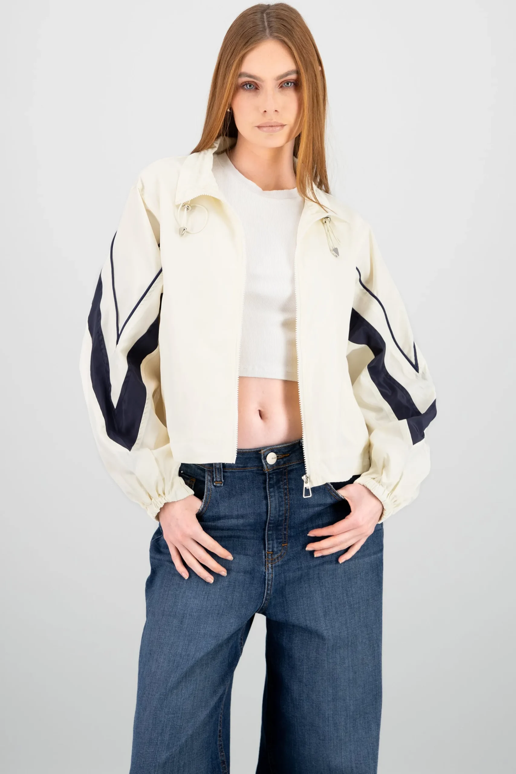 Shasa Contrast Detail Windbreaker Jacket