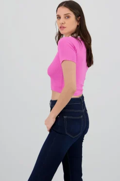 Shasa Contrast Polo Neck Top