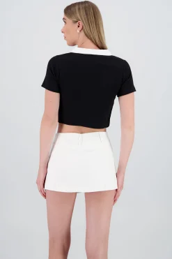 Shasa Contrast Polo Neck Top