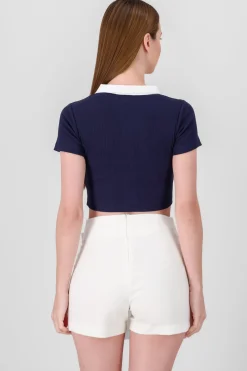 Shasa Contrast Polo Neck Top