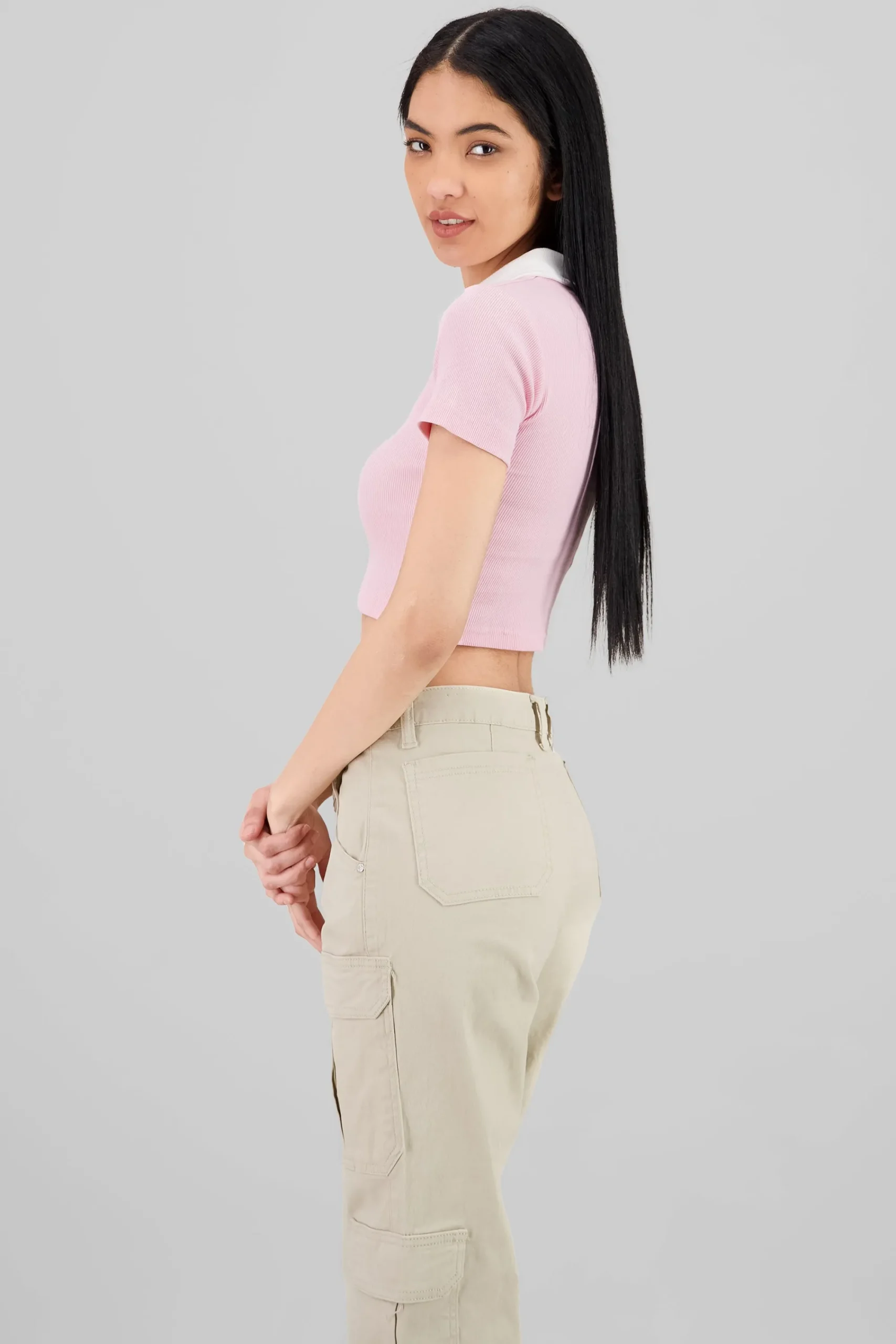 Shasa Contrast Polo Neck Top