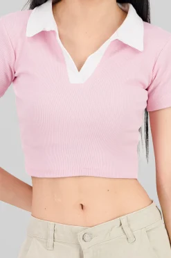 Shasa Contrast Polo Neck Top