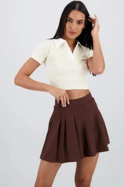 Shasa Contrast Polo Neck Top