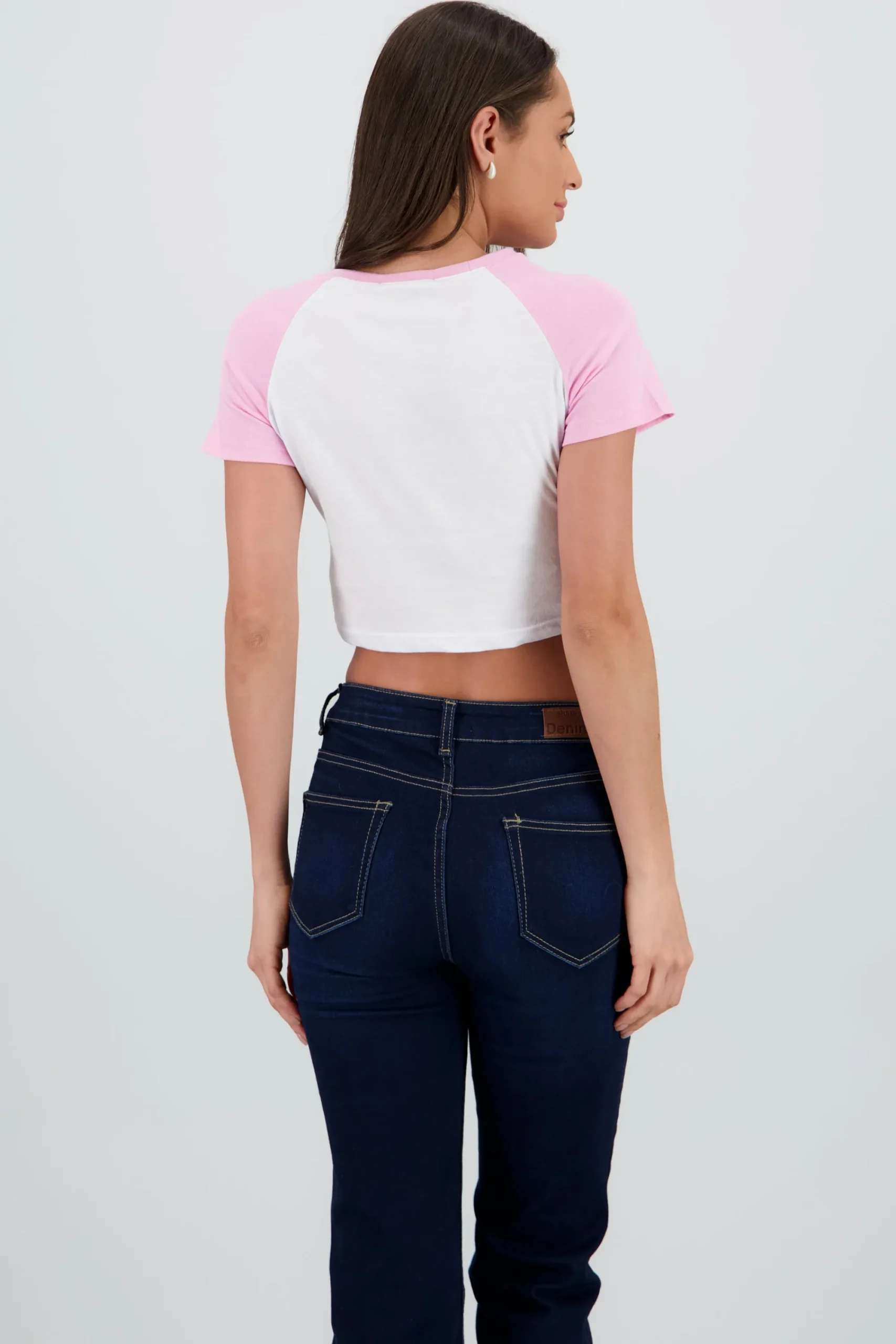 Shasa Contrast Sleeves Cherry Crop Top