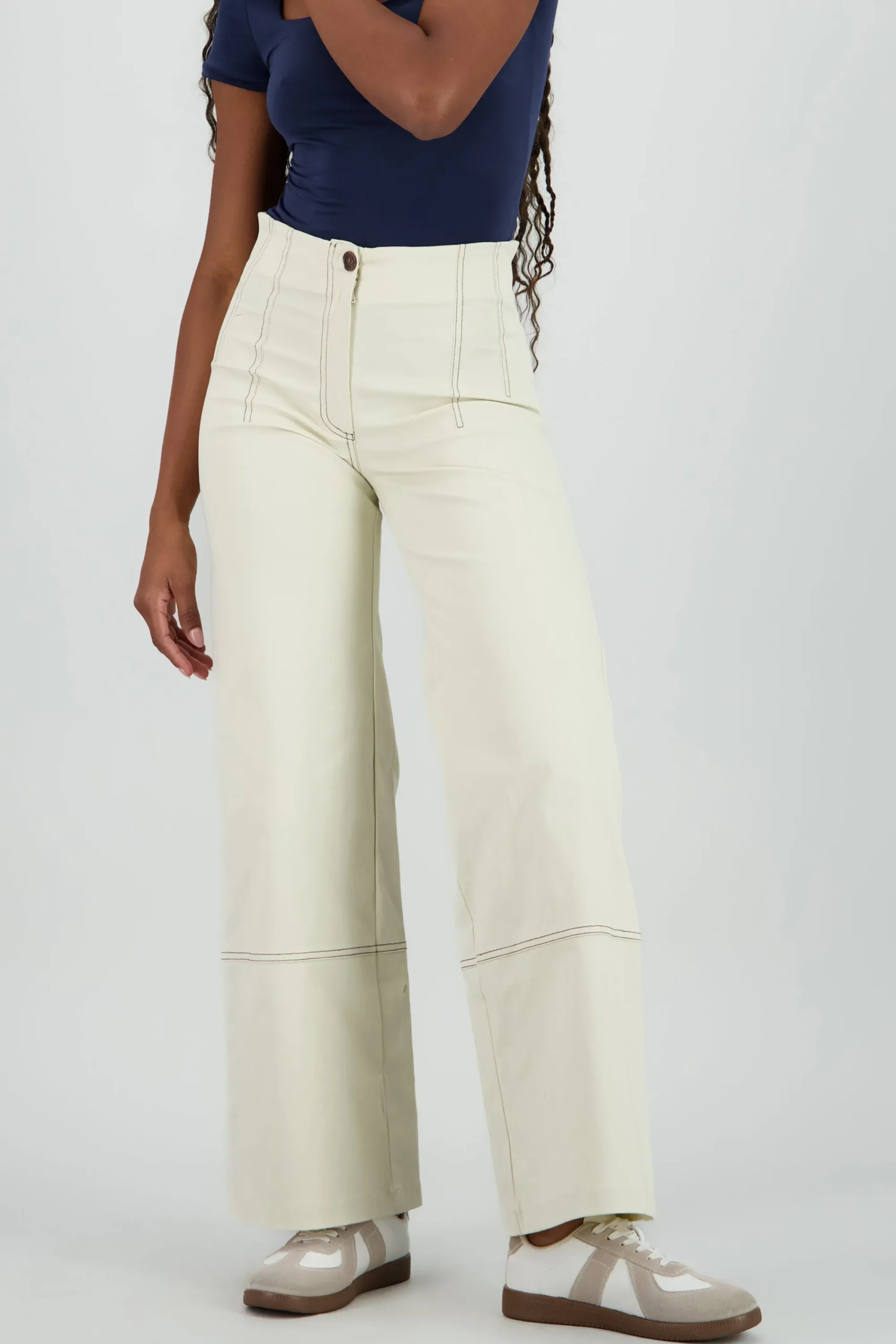 Shasa Contrast Stitching Wide Leg Pants