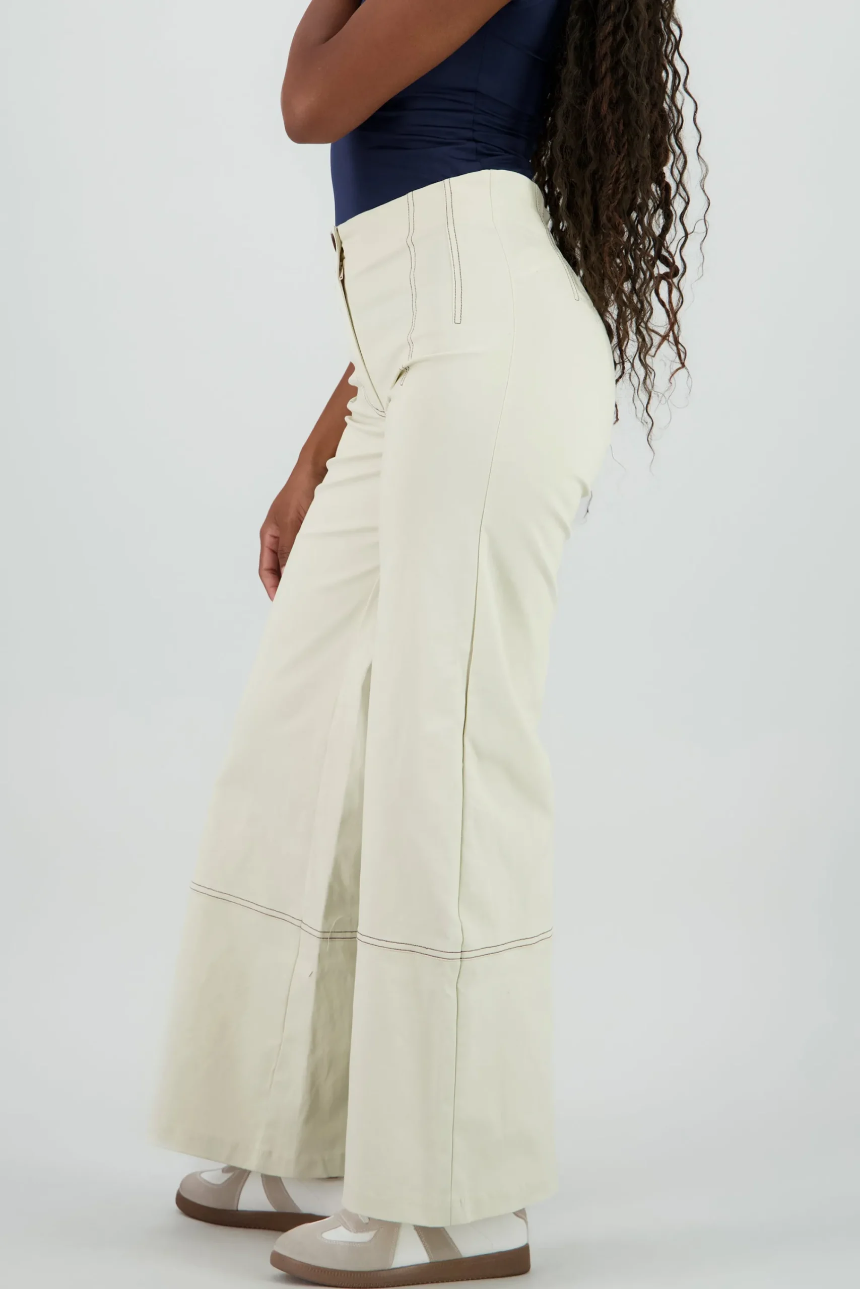 Shasa Contrast Stitching Wide Leg Pants