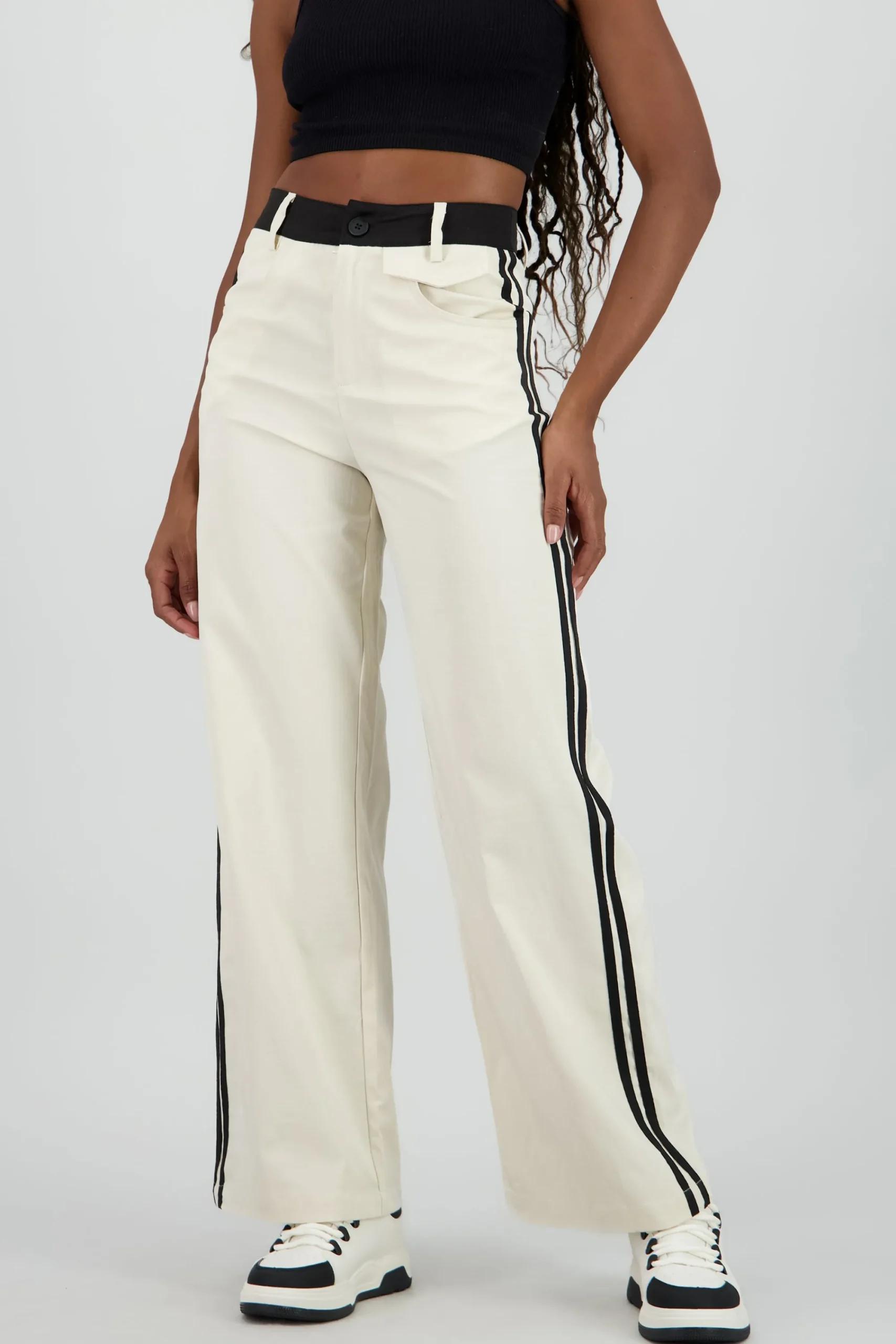 Shasa Contrast Stripe Detail Flowy Pants
