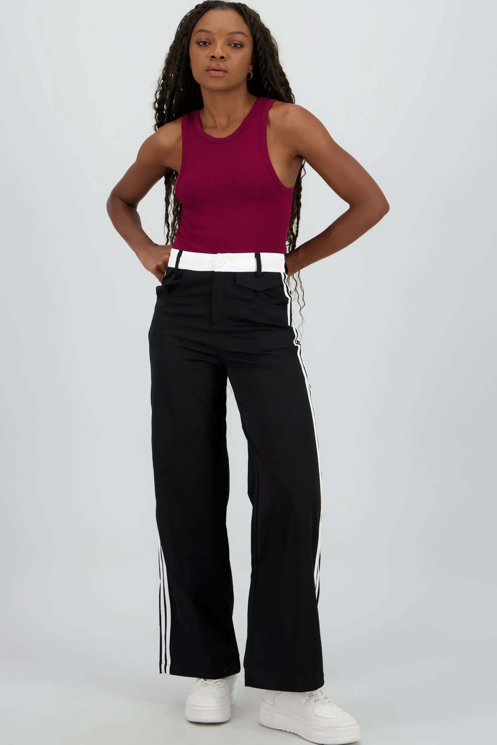 Shasa Contrast Stripe Detail Flowy Pants