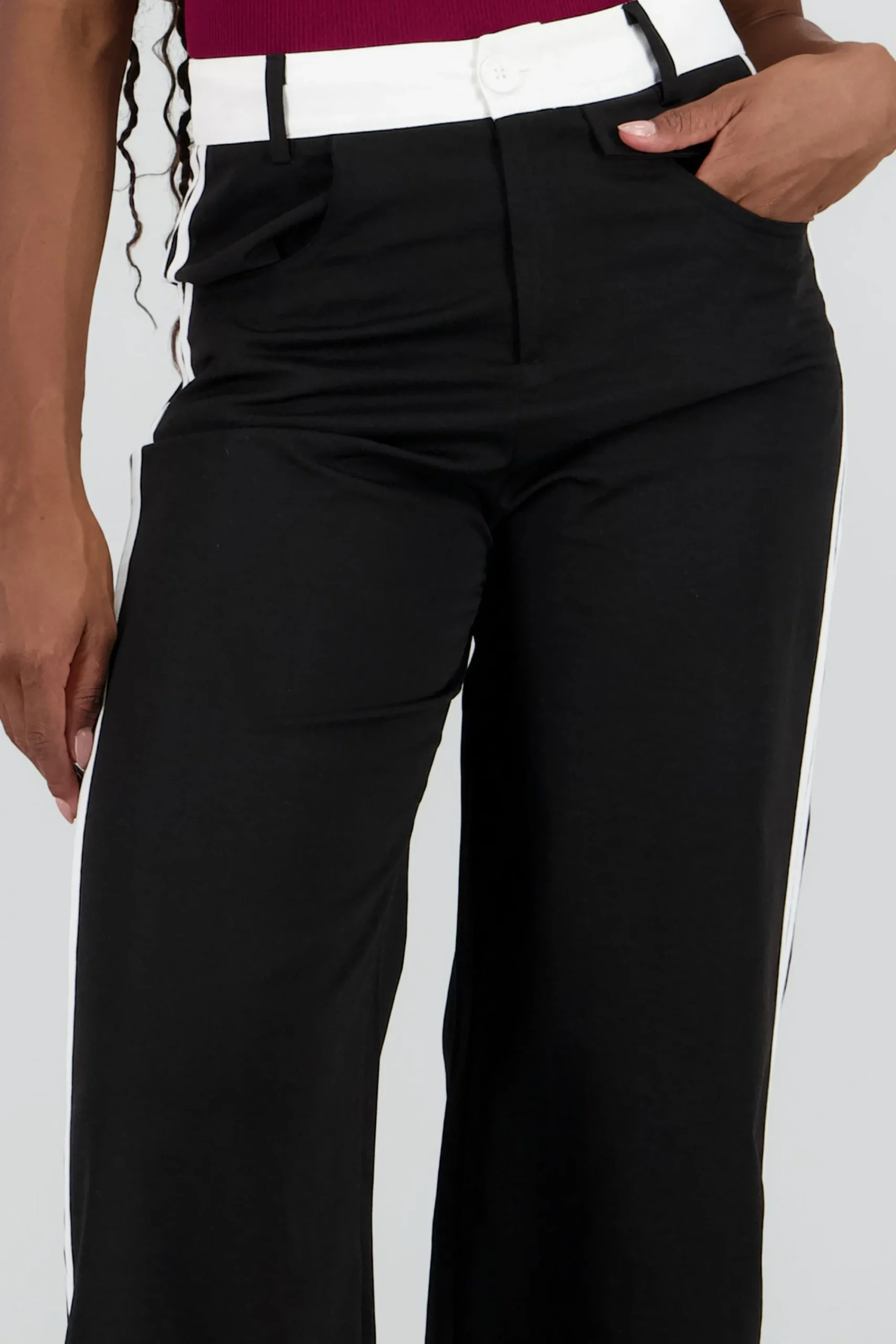 Shasa Contrast Stripe Detail Flowy Pants