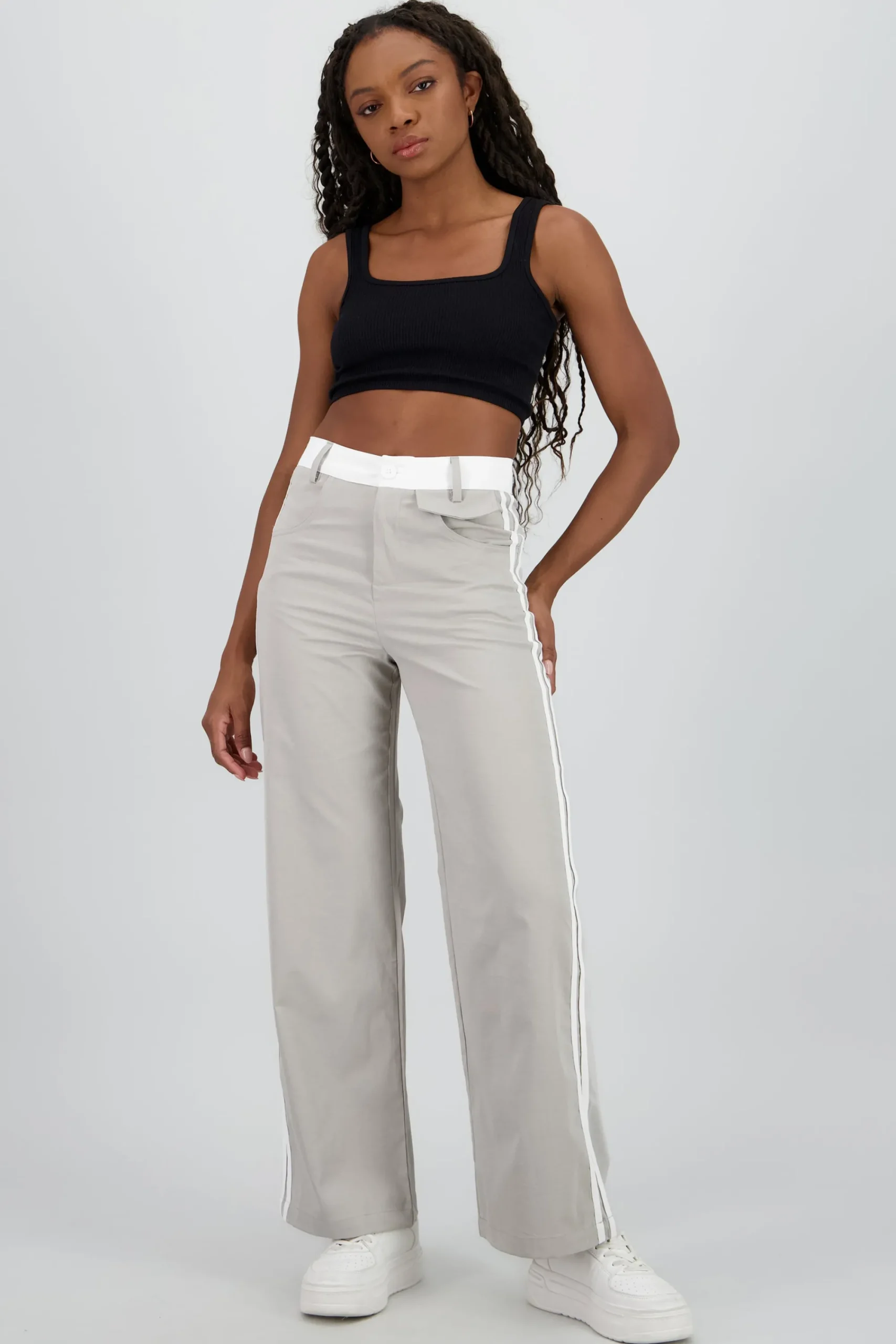 Shasa Contrast Stripe Detail Flowy Pants