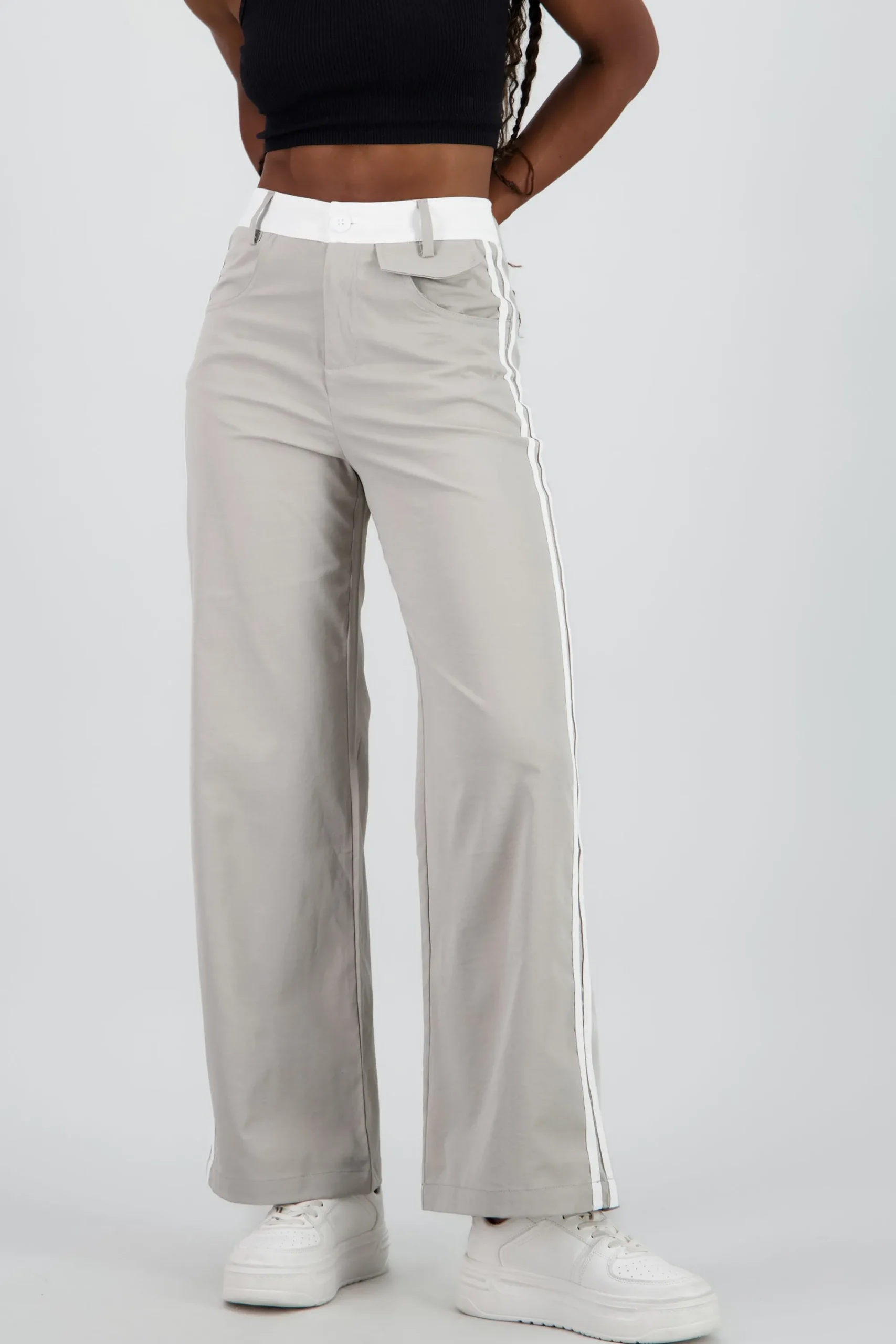 Shasa Contrast Stripe Detail Flowy Pants