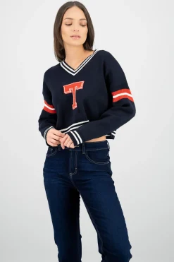 Shasa Contrast Sweater with Patch