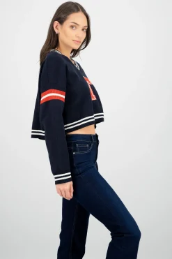 Shasa Contrast Sweater with Patch