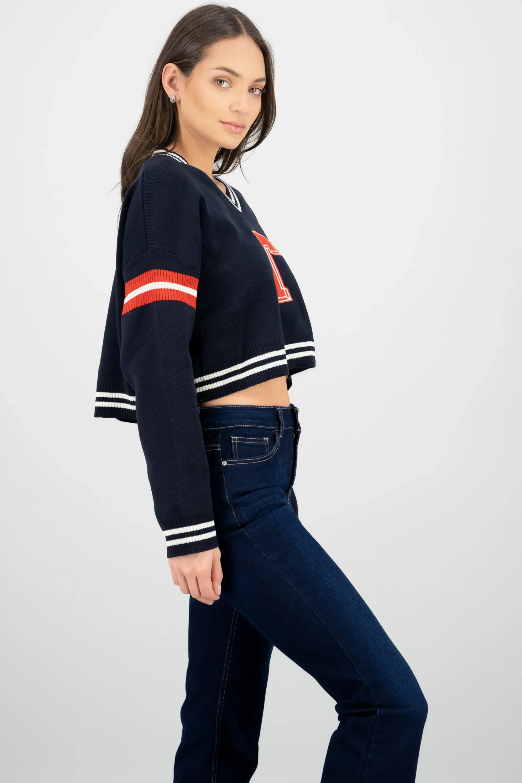 Shasa Contrast Sweater with Patch