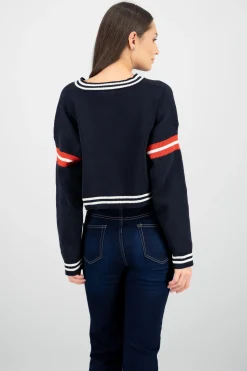 Shasa Contrast Sweater with Patch