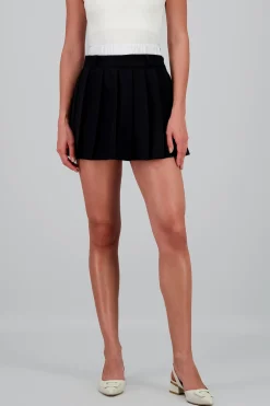Shasa Contrast Waistband Pleated Skirt