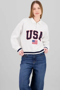 Shasa Contrast Zip-Up Sweatshirt