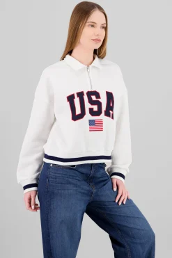 Shasa Contrast Zip-Up Sweatshirt