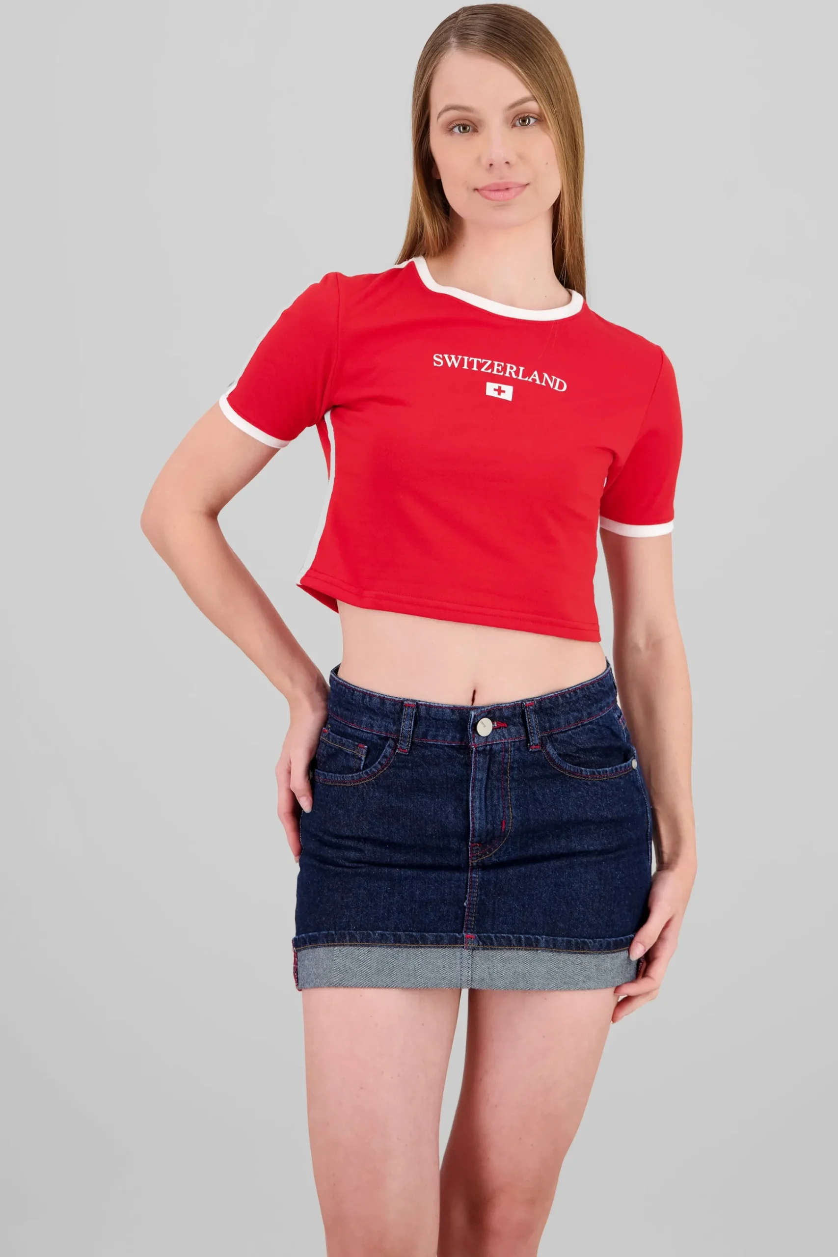 Shasa Contrasting Crop T Shirt Switzerland