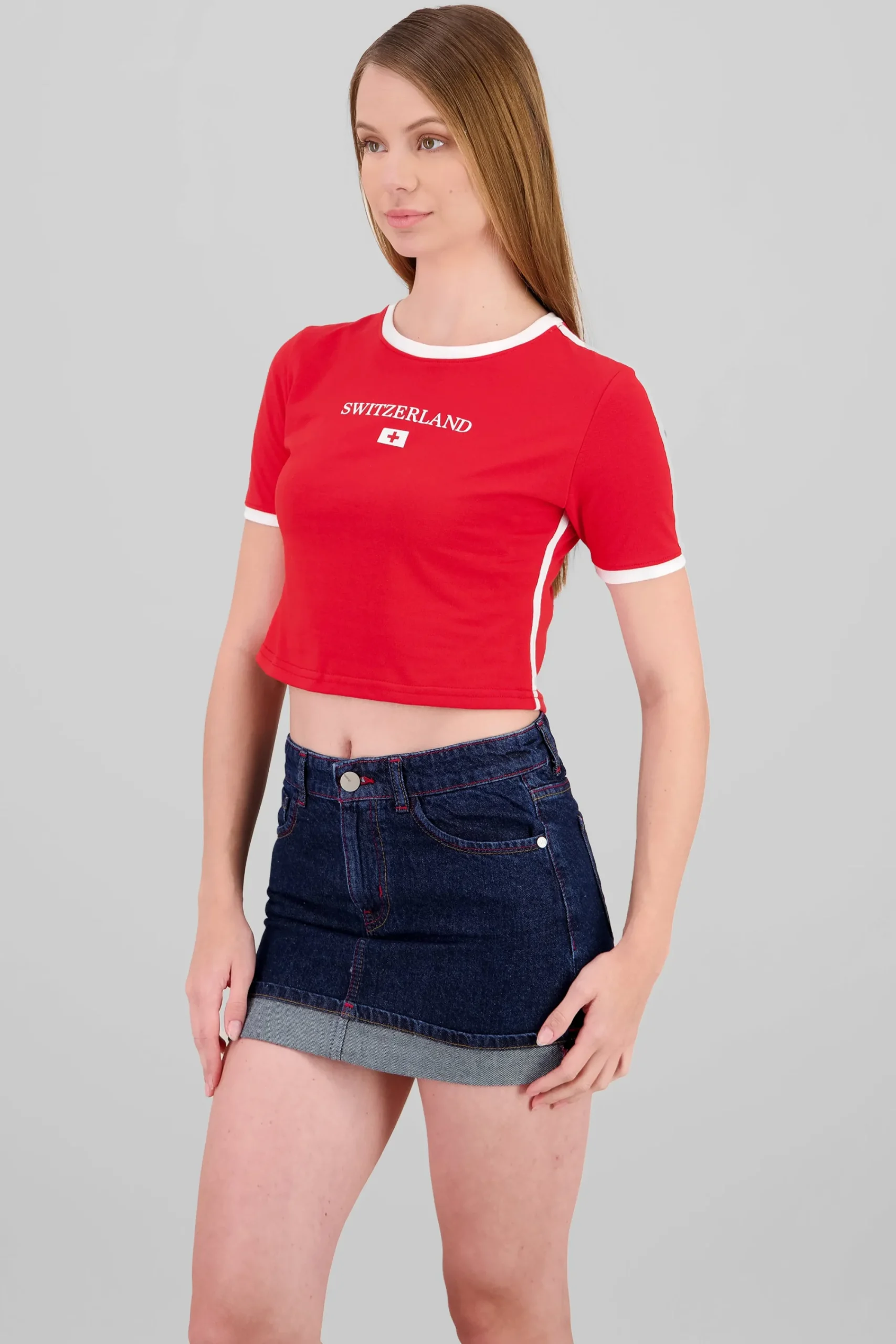 Shasa Contrasting Crop T Shirt Switzerland