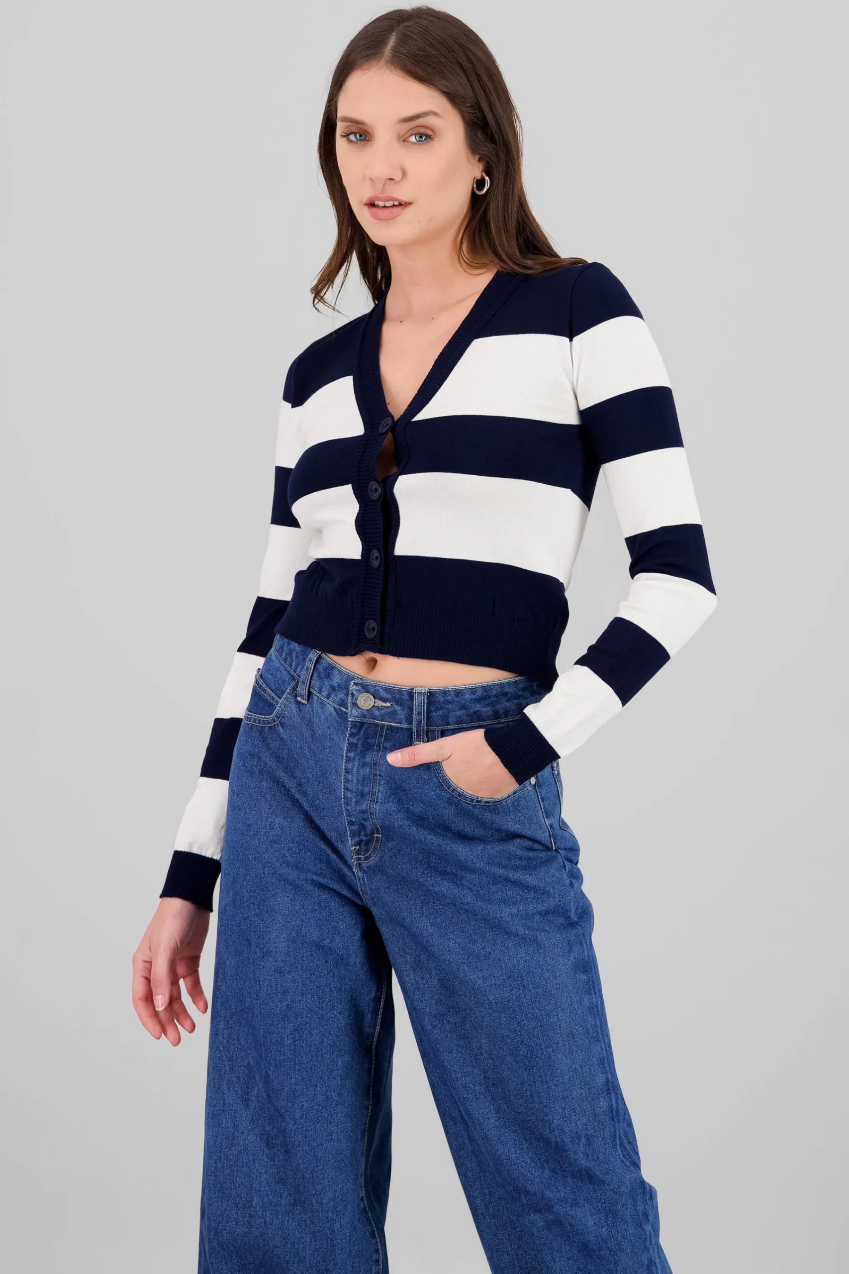Shasa Contrasting Stripe Cardigan