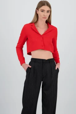 Shasa Cove Button Detail Cropped Blazer
