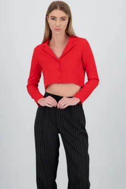 Shasa Cove Button Detail Cropped Blazer