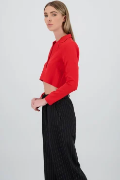 Shasa Cove Button Detail Cropped Blazer