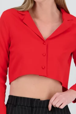 Shasa Cove Button Detail Cropped Blazer