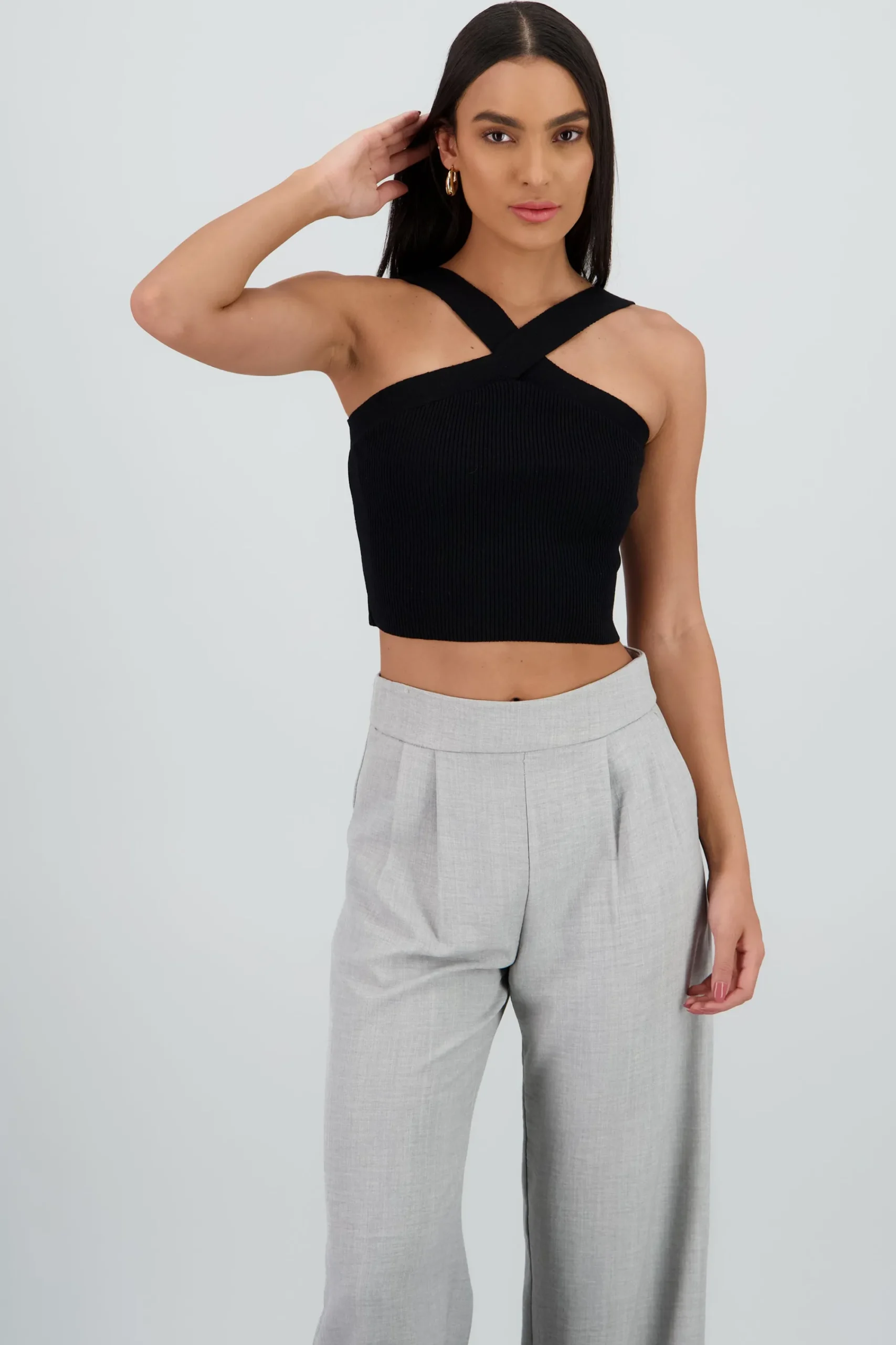 Shasa Crisscross Knit Crop Top