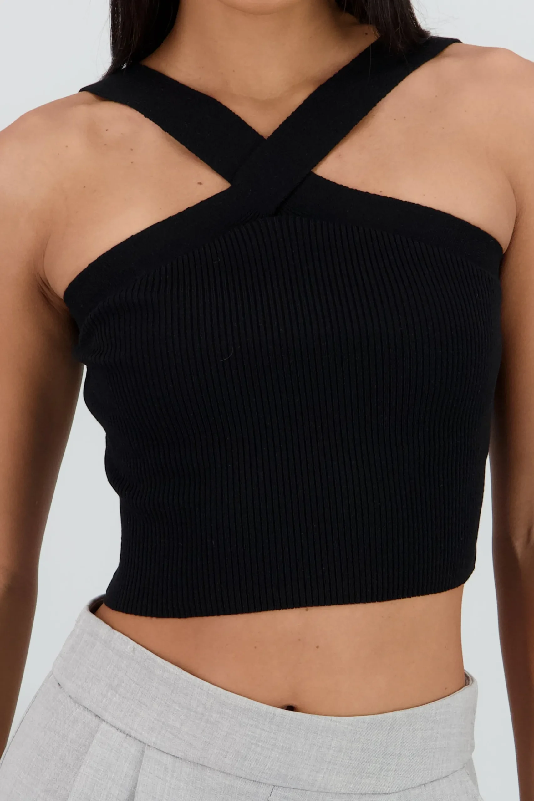 Shasa Crisscross Knit Crop Top