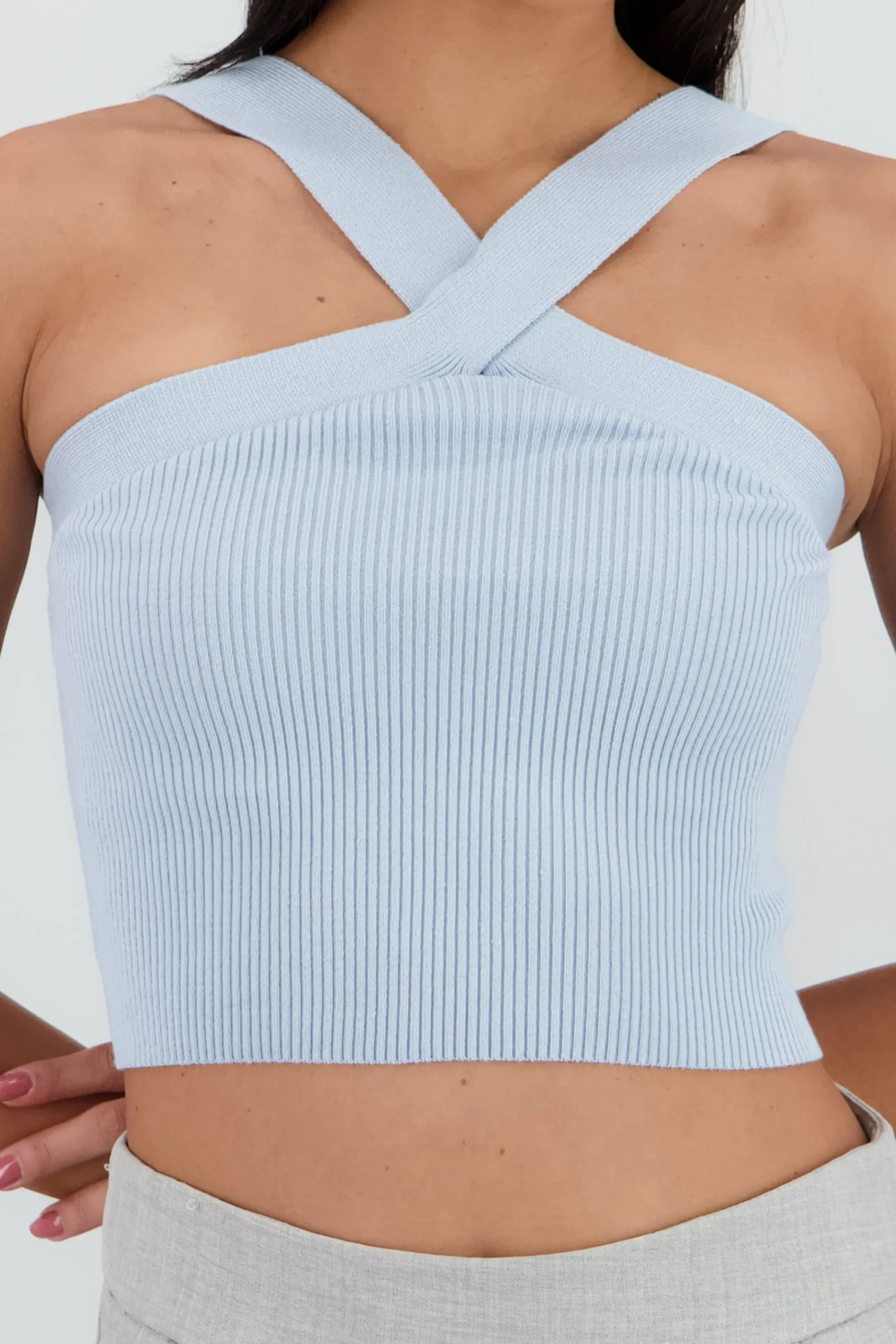 Shasa Crisscross Knit Crop Top